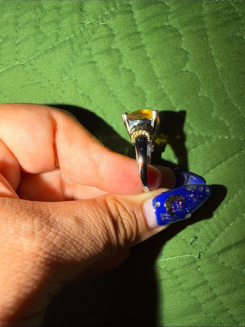 Yellow Gemstone Silver Ring with gold details new original from macys